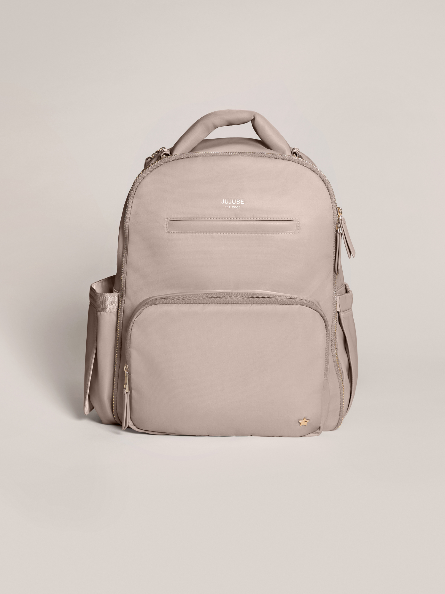 Fawn Taupe/Gray Faux Leather Large Diaper Bag Backpack With Gold Hardware Fawn Design The Original Diaper Bag Backpack Taupe Grey main image 2