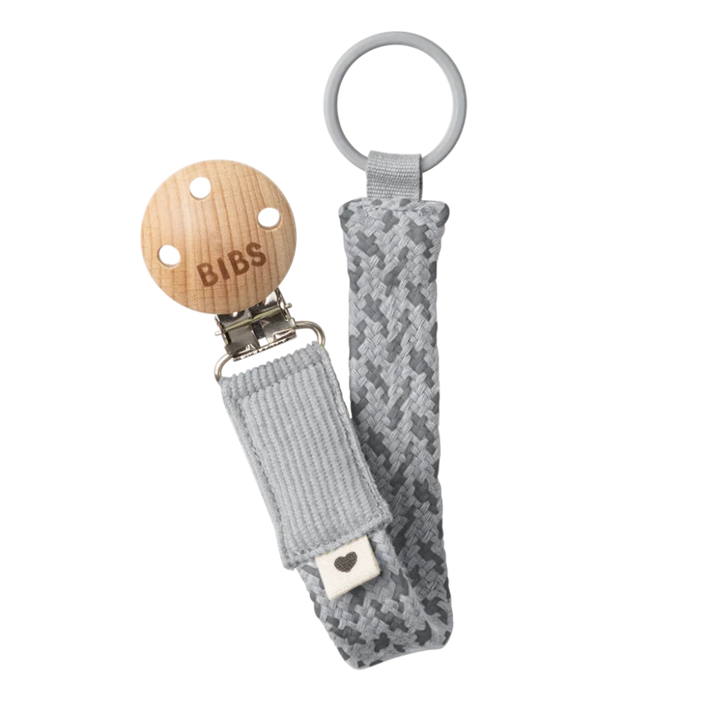 Bibs pacifier clips in cloud iron