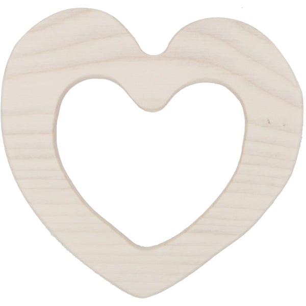 wooden story baby teether heart shape