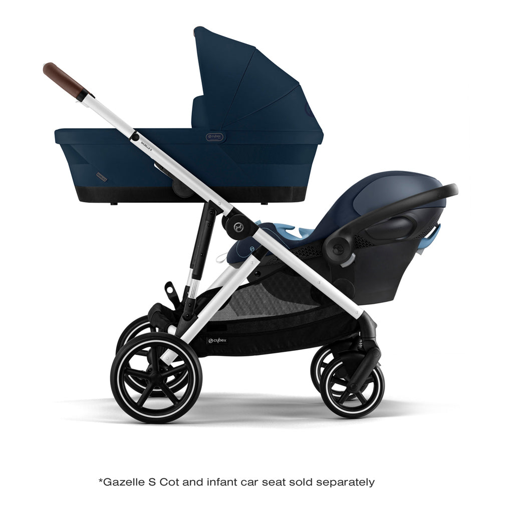 Cybex Gazelle S stroller Best Double Stroller with bassinet and infant carseat in navy