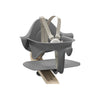 Close up of stokke nomi grey natural highchairs for infants