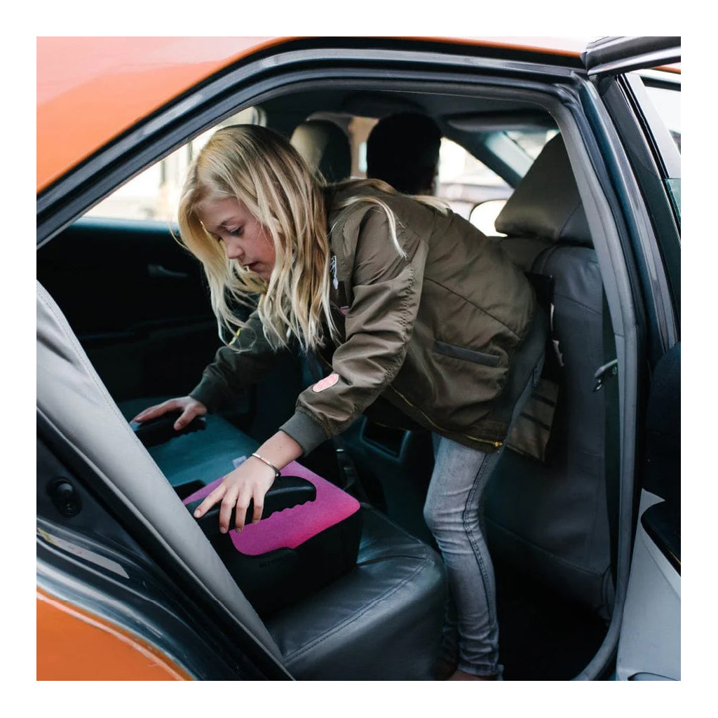 Child Getting in Car with Clek Olli Child Booster Seat