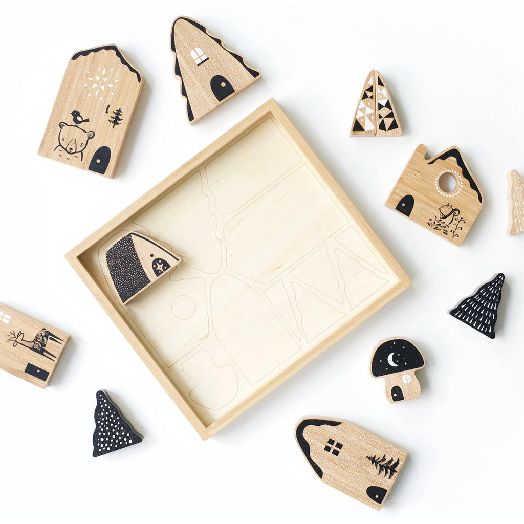 wooden montessori blocks for children
