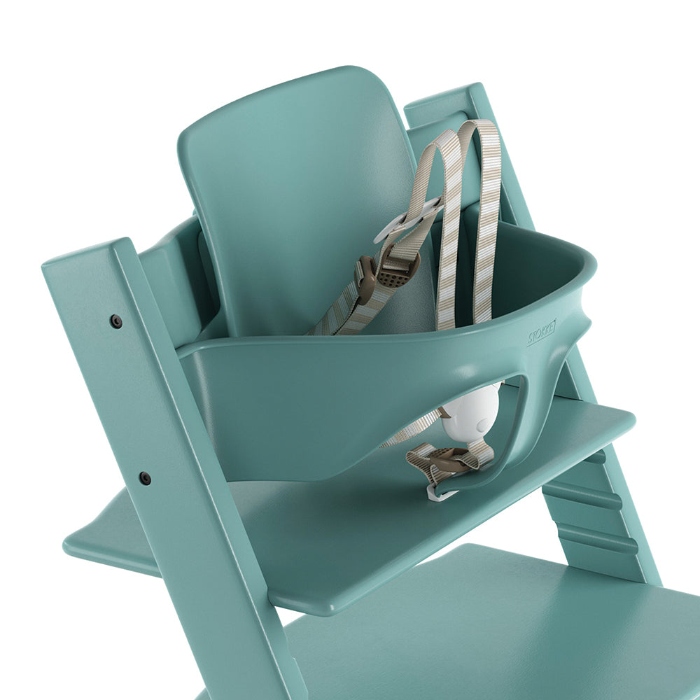 Stokke Adjustable Ergonomic Tripp Trapp Chair Baby Set in aqua blue