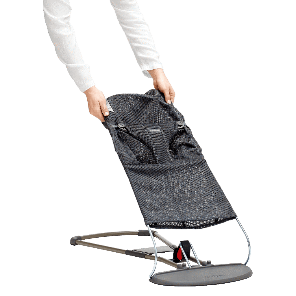BabyBjorn Anthracite Mesh Fabric Seat Cover in Dark Grey on Bouncer