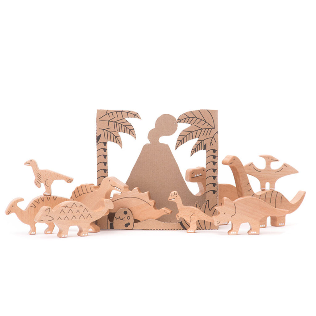 BAJO Bajosaurs  Wooden Toy Dinosaur Figurine Set 