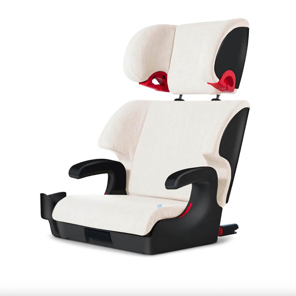 Clek Oobr booster seat car in Marshmallow White