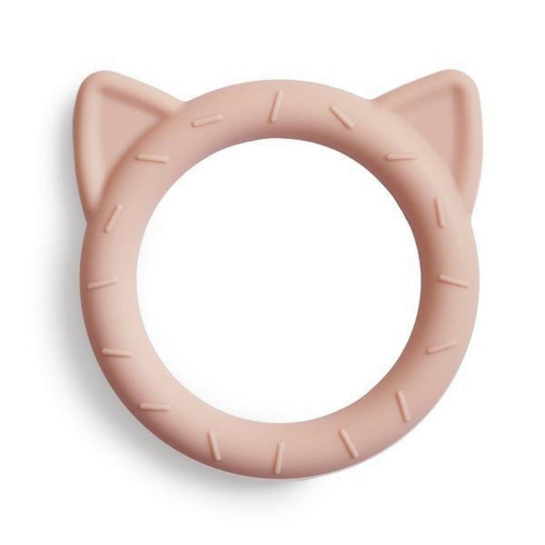 Mushie Blush Silicone Cat Teether Infant Baby Teething Accessory  pink