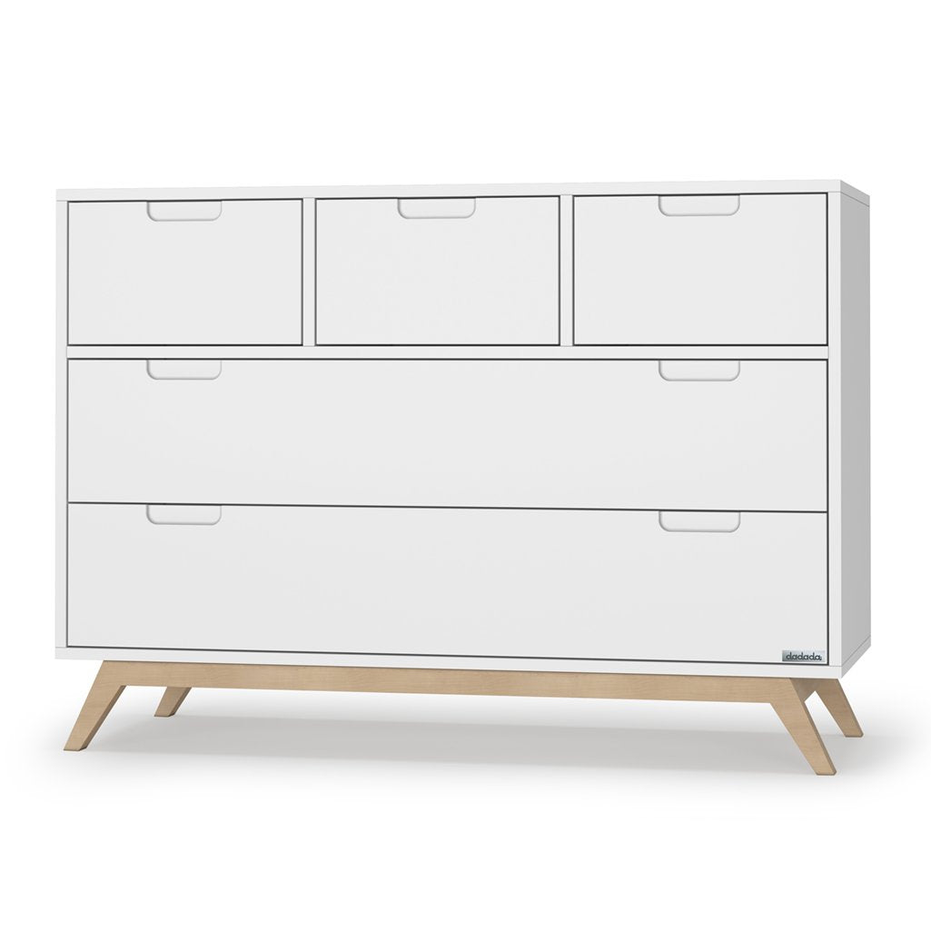 nursery dresser modern dadada White + Natural Soho 5-Drawer Dresser Baby Nursery Furniture – Hazel  & Fawn
