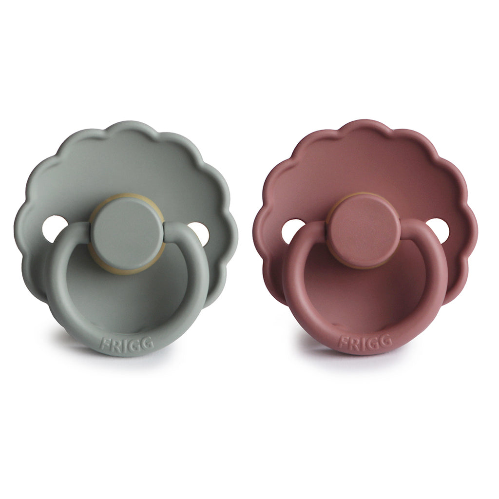 FRIGG Daisy pacifiers for newborns in Woodchuck & French Grey