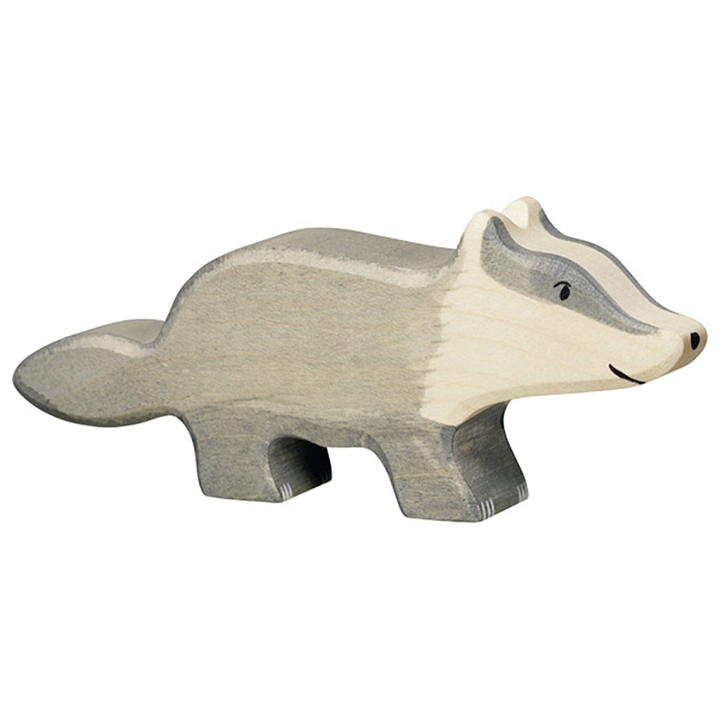 Holztiger Carved Wood Animals Badger kids toys
