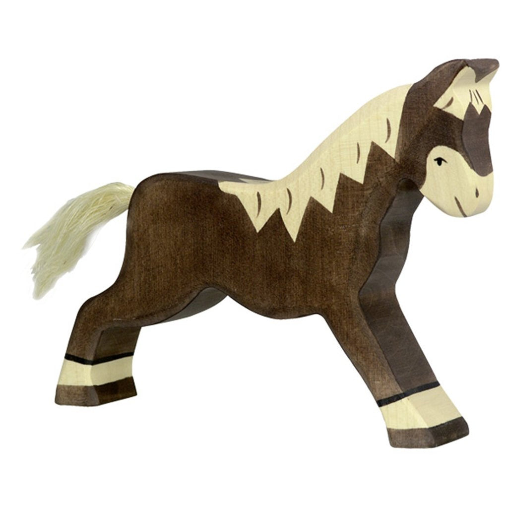 Holztiger Mini Animal Figurines dark horse running