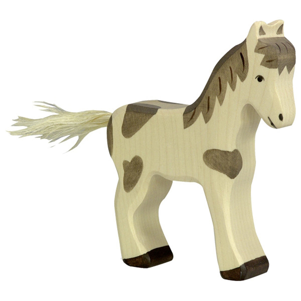 Holztiger Wooden Farm Animal Toy gray spotted horse
