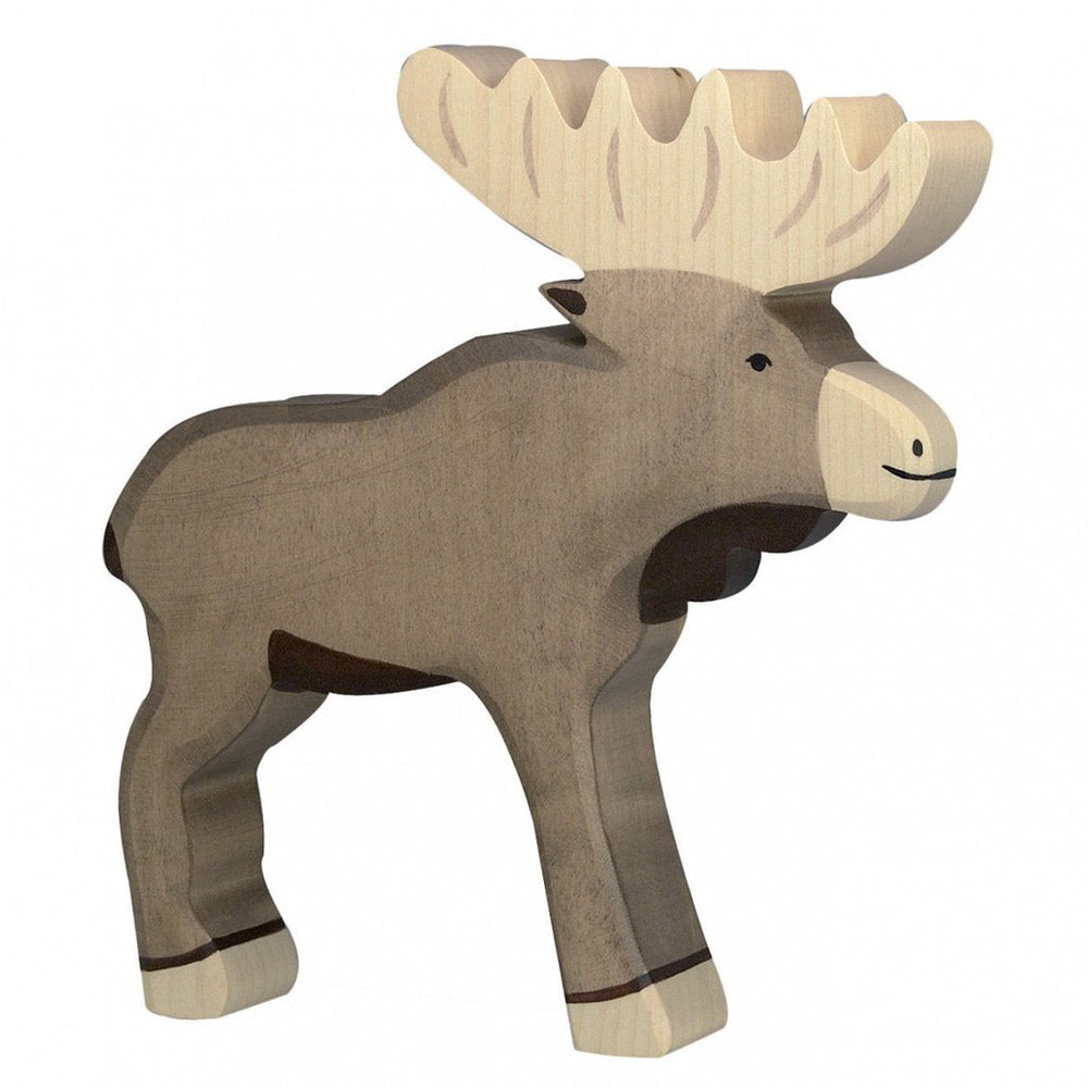 Holztige Wooden Carved Animal Toys for Kids Moose