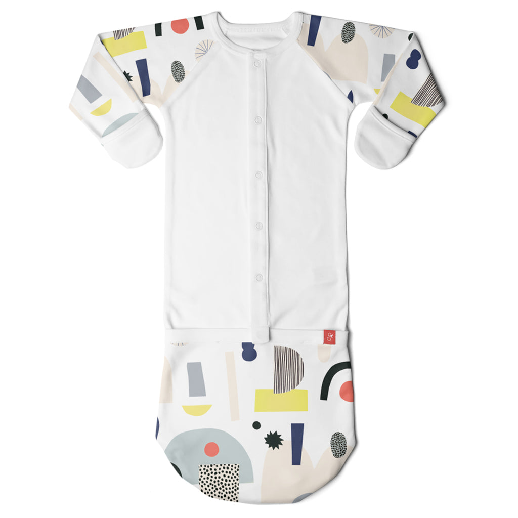 GoumiKids Infant Baby Organic GoumiJamms All-in-One Gown & Sleeper dream big kate pugsley artist abstract multicolored white