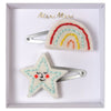 Meri Meri Children's Hair Clip Accessory embroidered rainbow star felt