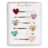 Meri Meri Children's Hair Slide Pin Accessory glitter hearts multicolored 6 pack 