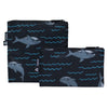 Parkland Children's Eco-Friendly Reusable Snack Bag Duo Set shark black blue waves