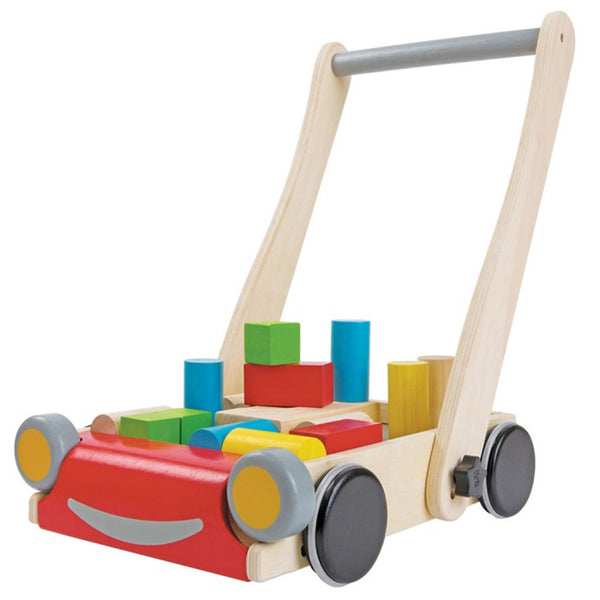 Plan Toys Baby Walker Infant Toddler Push Toy & Blocks Set colorful rainbow 
