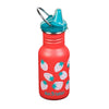 Klean Kanteen Coral Strawberries 12oz Kid's Sippy Water Bottle red with pink and green strawberries