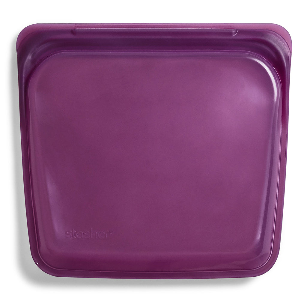 Stasher 100% Platinum Silicone Resealable Reusable Sandwich Bags dusk dark purple 