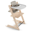Stokke Tripp Trapp best high chairs 2023 with natural timeless grey cushion and white tray