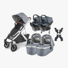 UPPAbaby VISTA V2 and MESA Max Twin Stroller for car seats in Gregory