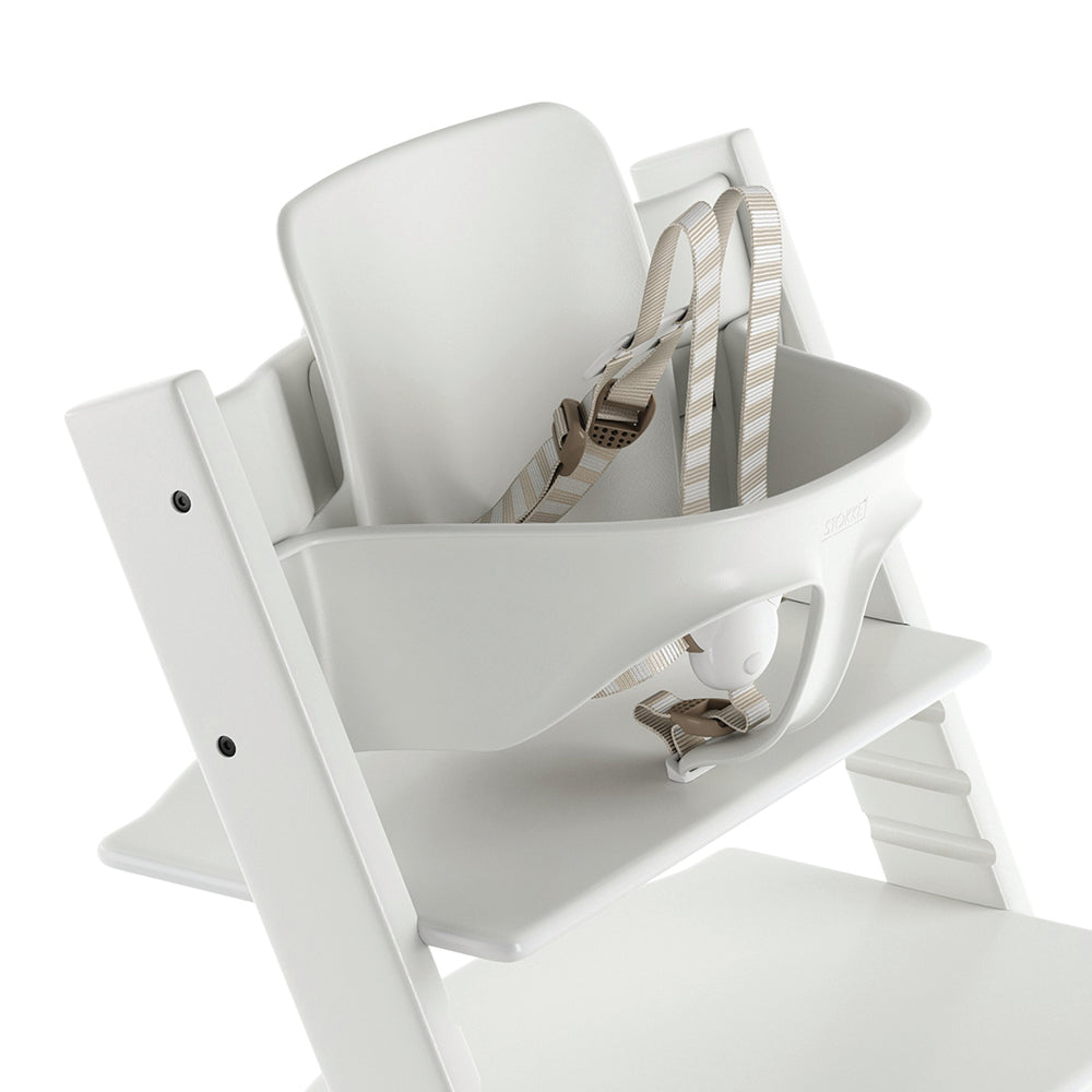 Stokke Ergonomic Tripp Trapp highchairs for infants in white