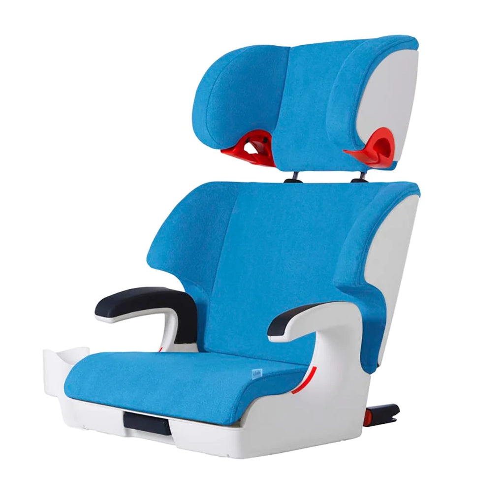Clek Oobr booster seat for car in Ten Year Blue