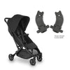 Black UPPAbaby Minu V2 lightweight stroller with Mesa Adapters