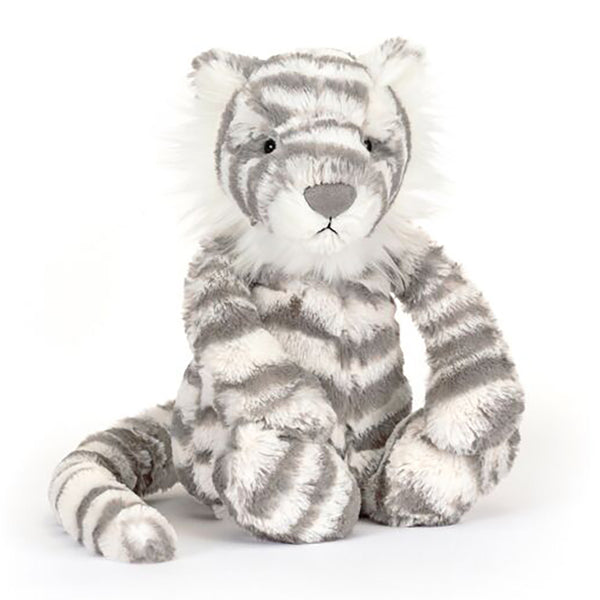 Jellycat Bashful Snow Tiger Children's Plush Stuffed Animal Toy white grey