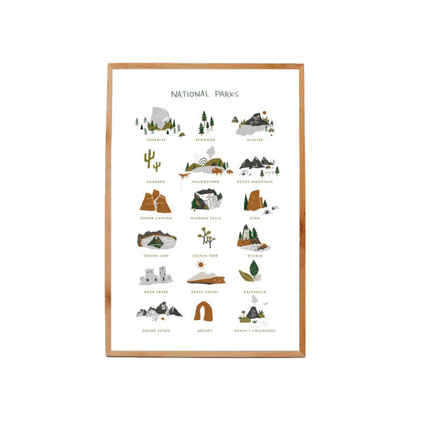 Clementine Kids National Parks Wall Art Print Nursery Room Decor  multicolored on white background