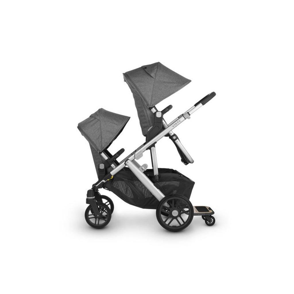 Side of Uppababy VISTA V2 Stroller with Two Rear-Facing Rumbleseats in Jordan