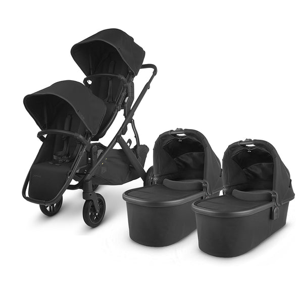 VISTA v2 UPPAbaby Twin Stroller with bassinets and rumbleseats in Jake