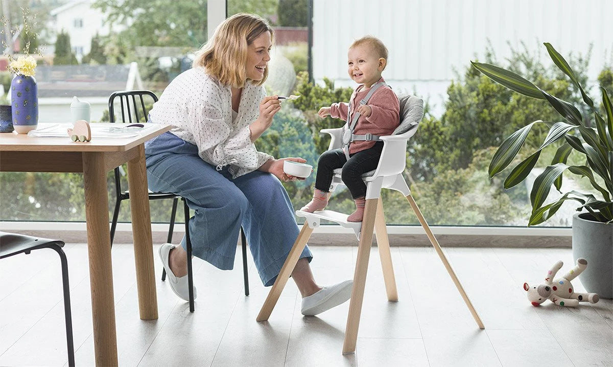 Mom Feeding Baby in High Chair