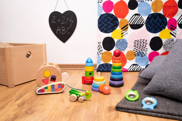 Colorful Wooden Bajo Toys in Kid's Room