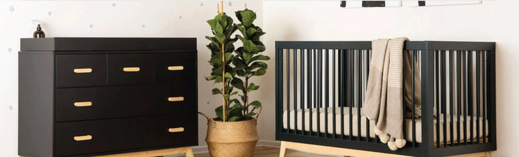 Dadada Black Crib and Dresser with Changing Table Top