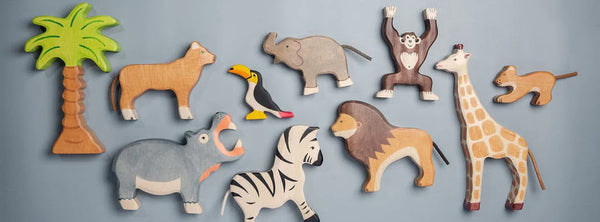 Set of Colorful Wood Animal Toys