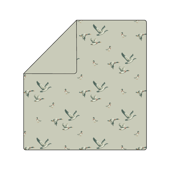 Duck Duck Goose bamboo muslin baby quilt by Mady & Max, 4-layer 47 x 47 inch