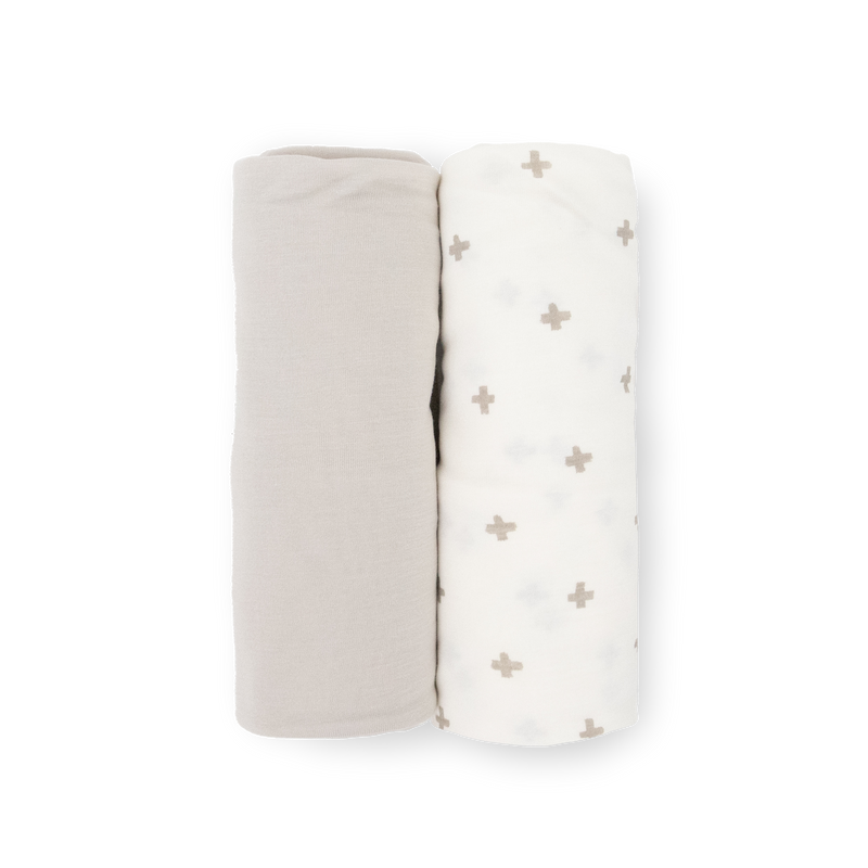 Little Unicorn Grey Cross Stretch Knit Swaddle Blanket 2 Pack, versatile muslin swaddle for babies