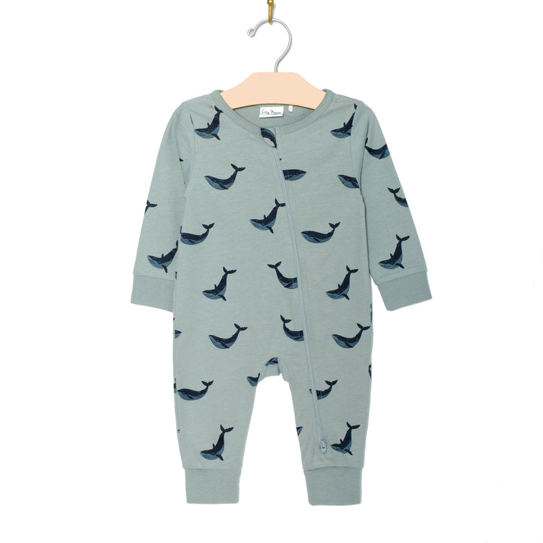 Blue Whale Zip Romper onesie by City Mouse