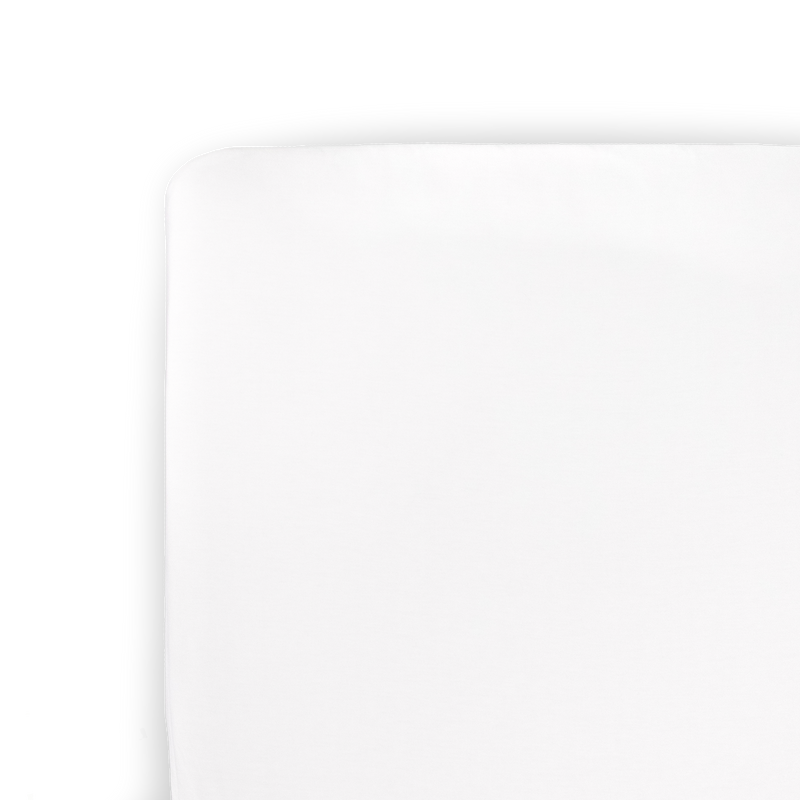 Little Unicorn Stretch Knit Crib Sheet - White on crib mattress, soft fitted crib sheet for baby comfort and nursery style