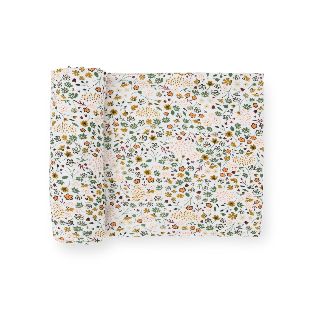 Little Unicorn Stretch Knit Swaddle Blanket in Pressed Petals, soft baby blanket for newborns.