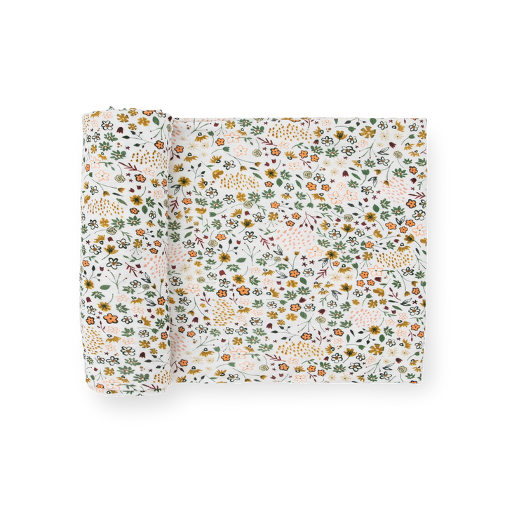 Little Unicorn Stretch Knit Swaddle Blanket in Pressed Petals, soft baby blanket for newborns.