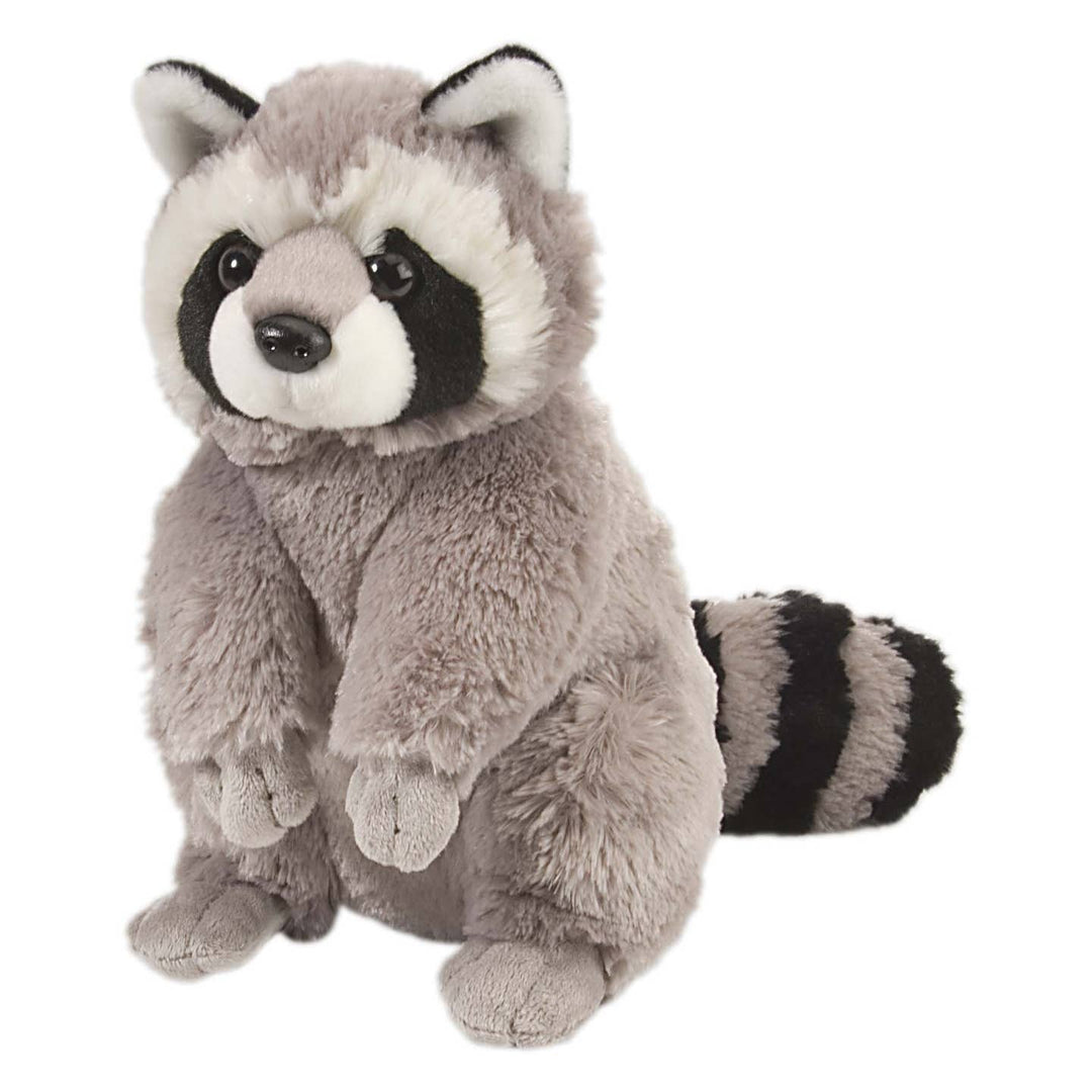 Wild republic Raccoon plush stuffed animal toy sitting on hind legs 