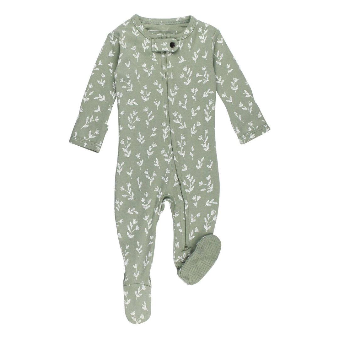 loved baby organic cotton seafoam bloom zippered footie for baby 