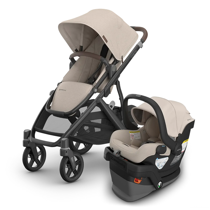UPPAbaby Vista V3 and Mesa V3 Travel System in Ada sandstone — complete newborn travel system bundle