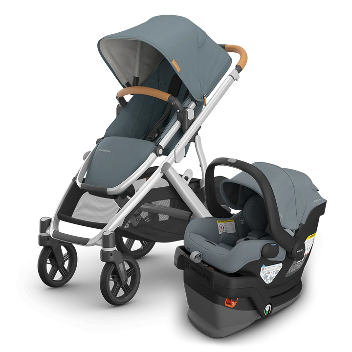 uppababy travel system vista v3 and mesa v3 infant car seat in callum blue