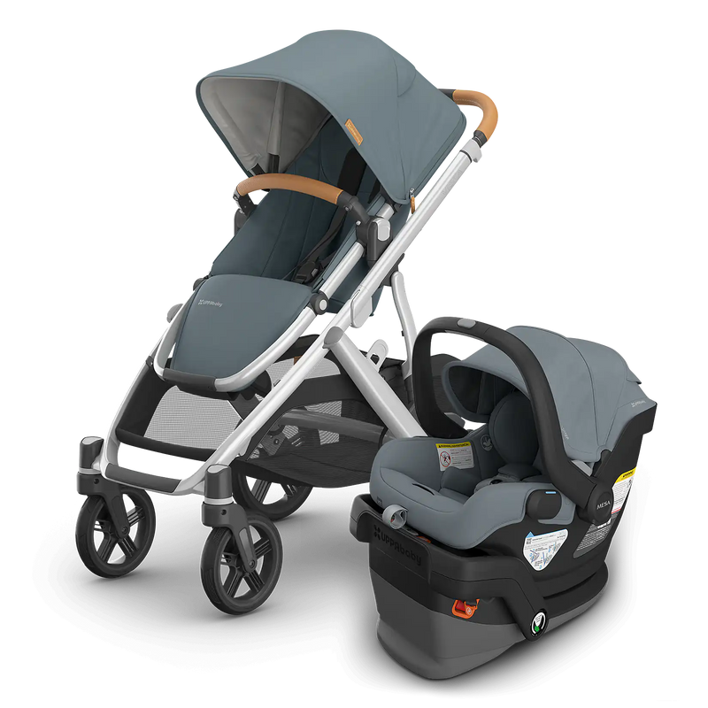 uppababy travel system vista v3 and mesa v3 infant car seat in callum blue