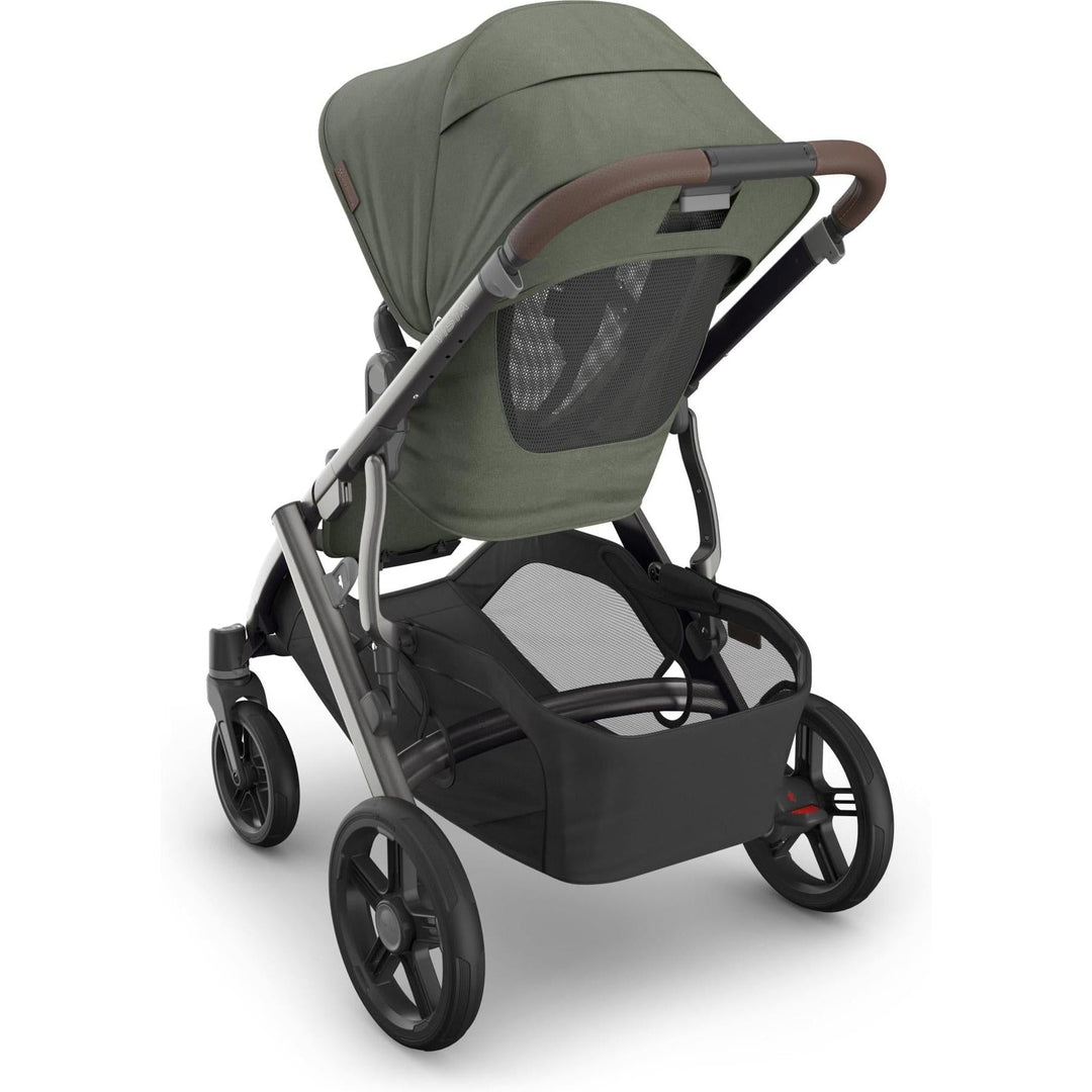 Rear view Evelyn Uppababy Vista V3 Stroller, travel system stroller with large canopy